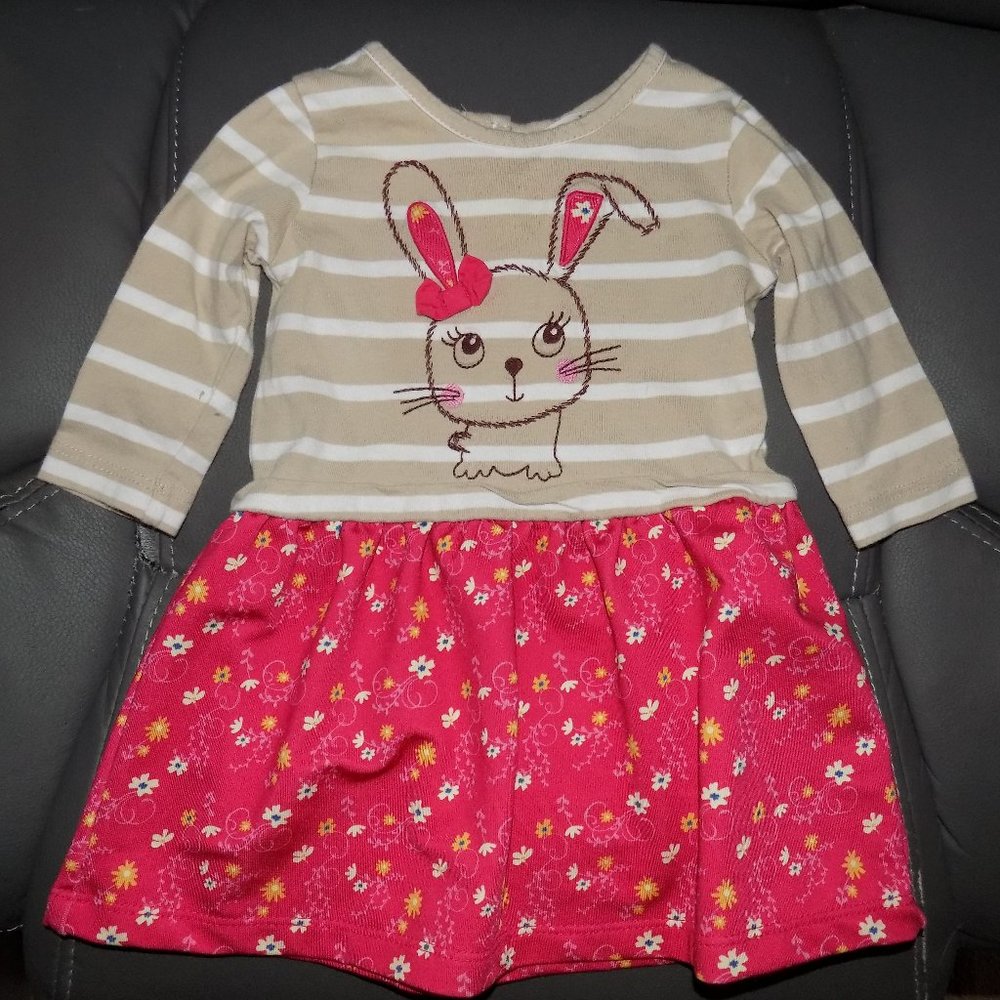 Beebay Applique Rabbit Striped Floral Dress